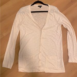 Topshop long jersey cardigan in peach pink color with 2 pockets, oversized fit